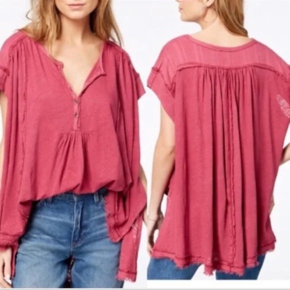Free People Tops - Free People Aster Henley In Berry